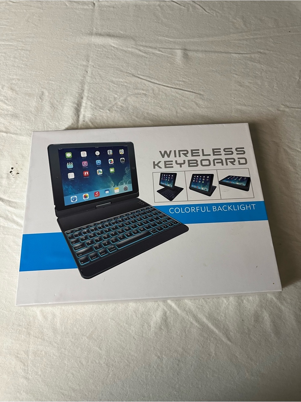 Wireless Bluetooth Tablet Keyboard with Blue Backlight